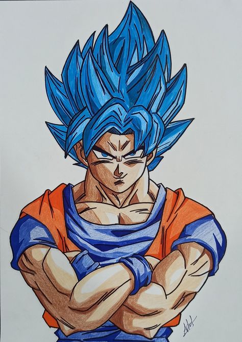 Dragonball goku cartoon Goku Colour Drawing, Pencil Colour Drawing Easy, Goku Drawing Color, Goku Drawing Easy, Goku Cartoon, Shading Drawings, Colour Pencil Art, Drawing Goku, Naruto Drawings Easy