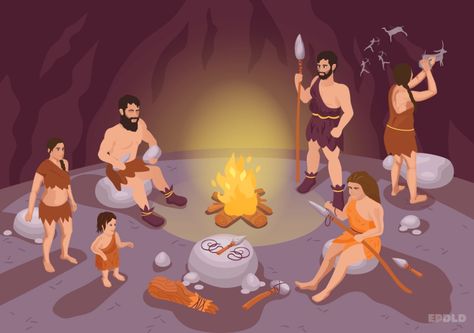 Stone Age Activities, Cave Background, Animation Walk Cycle, Primitive Tribe, Flag Crafts, Isometric Design, People Illustration, Crafts Projects, Digital Artists