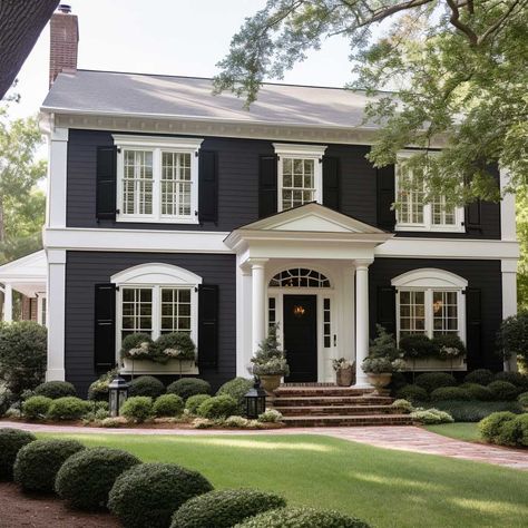 5+ Classic Exterior Wall Paint Color Combinations You Should Try • 333+ Images • [ArtFacade] Exterior House Colors Colonial, Colonial Homes Exterior, Classic Wall Paint, Wall Paint Combination, Wall Paint Colour Combination, Exterior Wall Paint, Traditional Exterior Homes, Exterior Paint Color Combinations, Wall Paint Color