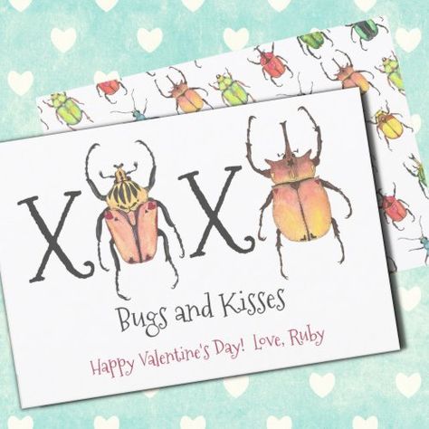 Bugs and Kisses XOXO Valentine's Day for $2.35 - Valentine's Day Bugs And Kisses, Watercolor Love, Love Bug, Watercolor Art Lessons, Little Critter, Love Bugs, Beetles, Toddler Crafts, Zazzle Invitations