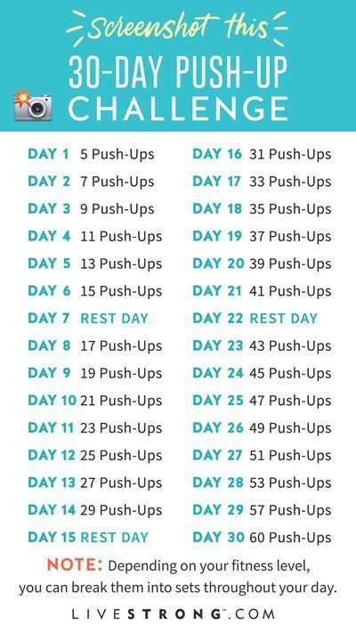 The 30-Day Push-Up Challenge is a great way to get your arms, shoulders, back and core toned all at the same time. Start slowly and work up to 60 push-ups! 30 Day Push Up Challenge For Men, Pushup Challenge 30 Day, Pushup Challenge, 30 Day Push Up, Abs Workouts, Body Build, 30 Day Abs, Ab Challenge, 30 Day Fitness