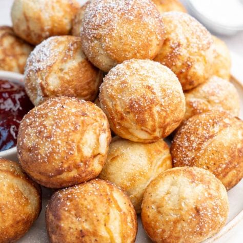 Aebleskiver Recipe - Danish Pancake Balls - Everyday Delicious Pancake Balls Recipe, Danish Pancake Balls, Aebleskiver Recipe, Pancake Balls, Danish Pancakes, The Best Pancakes, Best Pancakes, Flour Container, Sweet Snacks Recipes