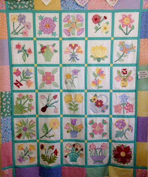 Vintage Sampler MGD 514 - 758524372546 Morning Glory Design, Bed Quilt Patterns, Neutral Baby Quilt, Vintage Samplers, Flower Quilt Patterns, Foundation Paper Piecing Patterns, Wool Applique Patterns, Baby Quilt Pattern, Penny Rug