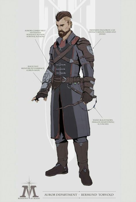 Wizard Hunter of the Ministry of Magic D D Character Ideas, Fantasy Armor, Armor Concept, High Fantasy, Fantasy Rpg, Fantasy Inspiration, 만화 캐릭터, Medieval Fantasy, Dieselpunk