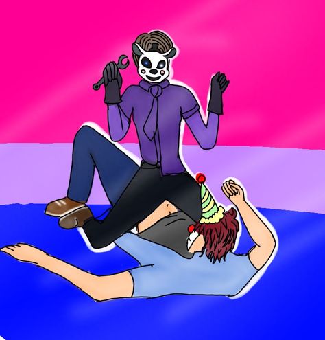 #happypridemonth #fnaf #bisexual #fanart Ennchael Fanart, Noah X Michael Fnaf Fanart, Michael Afton X Noah, Ennard Fanart, Michael X, Michael Afton, Welcome To The Group, Anime Sisters, Fnaf Stuff