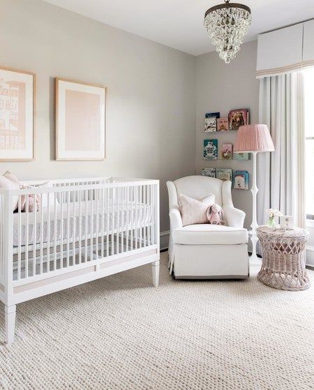 caroline’s sweet room! thank you to the most talented clarybosbyshell for making this dream nursery of mine come true!💫 Farrow And Ball Nursery, Ammonite Farrow And Ball, Nursery Colours, Charming Nursery, Perfect Grey Paint, Breakfast Room Green, Doors And Floors, Farrow And Ball, Room Transformation