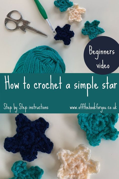 Crochet A Star, 5 Point Star, Star Video, Crochet Star, Off The Hook, Crochet Stars, Beginner Crochet, Learn How To Crochet, The Hook