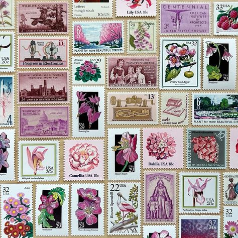 73 cents . Pink Vintage Postage Stamp Variety Pack . Set of 5 Postage Stamps by Kristen Melchor | Minted Glassine Envelopes, Vintage Postage Stamps, Stamp Collection, Vintage Postage, Vintage Stamps, Pink Vintage, Variety Pack, Postage Stamp, Wax Seals