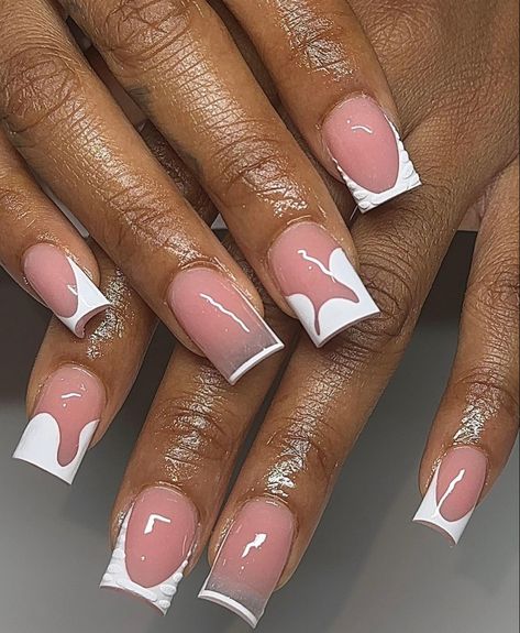 Cute White Short Acrylic Nails, Cheer Friendly Nails, Cute French Tip Designs, Cute French Tip, Trendy Nails Ideas, Nextgen Nails, Acrylic Nail Designs Classy, Coffin Nails Designs Summer, Beauty Hacks Nails