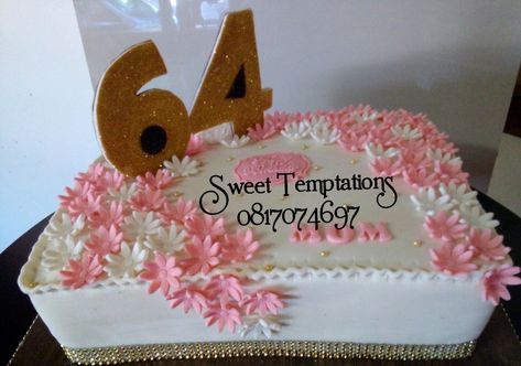 64th Birthday, Square Cake, Square, Cake, Birthday