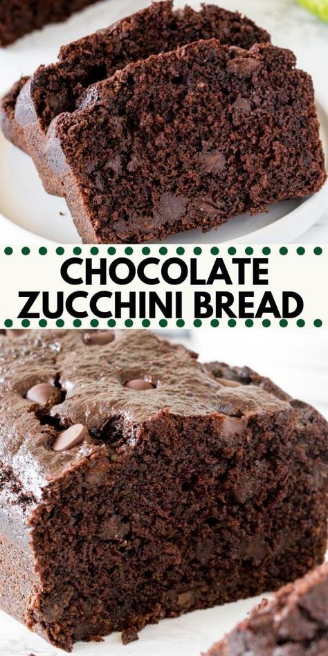 Chocolate zucchini bread that’s incredibly moist, not too sweet, and packed with chocolate chips. The grated zucchini dissolves as it bakes - leaving you with a delicious chocolate loaf that's deliciously tender. #chocolate #zucchini #zucchinibread #loaf #bread #recipe #chocolatezucchinibread #zucchinirecipes #easy Zucchini Recipes Dessert, Chocolate Loaf, Grated Zucchini, Chocolate Zucchini Bread, Zucchini Bread Recipes, Chocolate Zucchini, Bread Recipes Sweet, Köstliche Desserts, Handprint Art