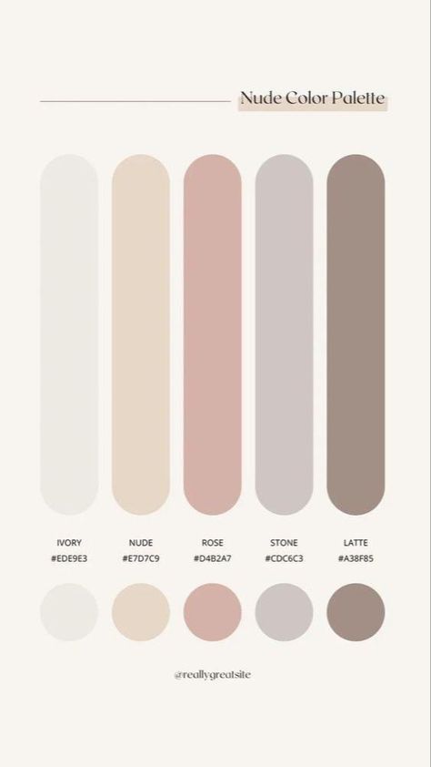 Neutral Color Combos, Nurse Color Palette, Pilates Studio Color Palette, Color Palette Instagram, Rgb Palette, Nude Color Palette, Hex Color Palette, Color Pallete, Color Schemes Colour Palettes