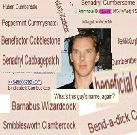 same tbh Benedict Cucumberbatch, Benedict Cumberbatch Funny, Benedict Cumberbatch Names, Mrs Hudson, Old Memes, Funny Names, Monkeys Funny, Fresh Memes, Top Memes