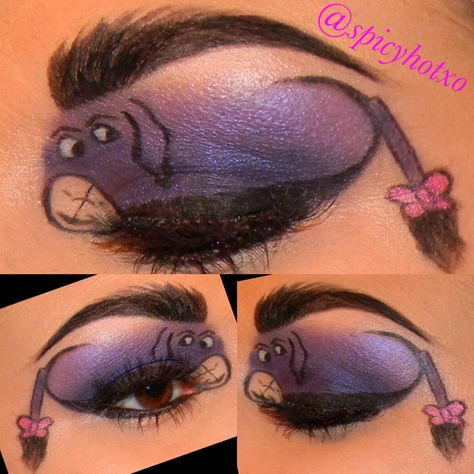 Eeyore I did for someone who requested for her daughter for her bday Eeyore Makeup, Eeyore Costume, Disney Eye, Winnie The Pooh Ears, Carnaval Make-up, Disney Eye Makeup, Disney Eyes, Mack Up, Fun Friday