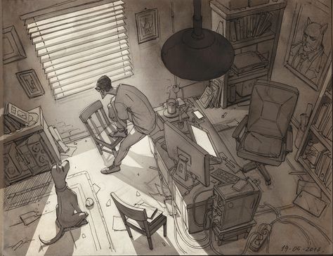 Francisco Vasquez - pencil studies 3 Room Reference Drawing, Francisco Vasquez, Room From Above, Pencil Studies, Interior Concept Art, Perspective Sketch, Storyboard Illustration, Perspective Drawing Lessons, Bg Design