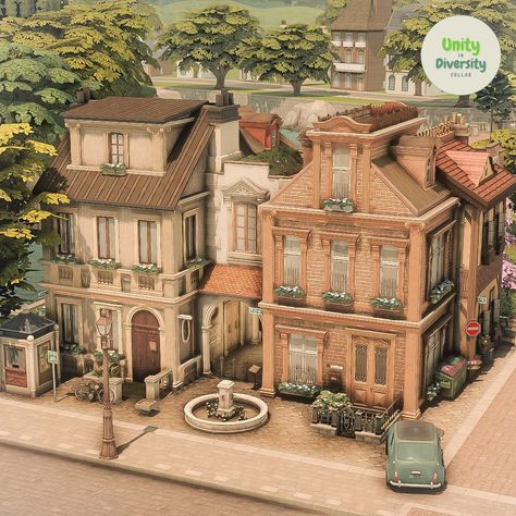 Warsaw Old Town inspired street 🇵🇱🍃 | CC More information: ✨ From the winding cobblestone alleys to the vivid facades, I've tried to… | Instagram Street House Design, Old Town Buildings, The Old Salt House Sims 4, Sims 4 Estate Build, Sims 4 San Francisco, Sims 4 Deco Building, Sims City Build It Layout, Sims 4 German House, Sims 4 City House