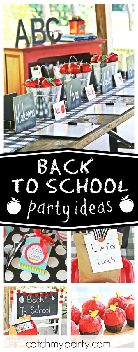 Take a look at this awesome Back to School party! The apple cupcakes are so cool!! See more party ideas and share yours at CatchMyparty.com School Centerpieces, Back To School Party Ideas, Party Breakfast, School Party Ideas, Back To School Breakfast, Apple Cupcakes, School Breakfast, Breakfast Party, Back To School Party