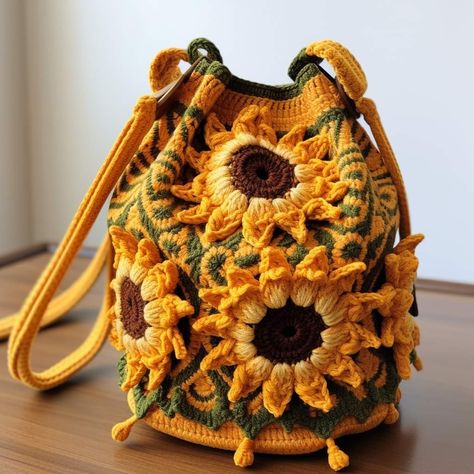 Mode Crochet, Crochet Shop, Crochet Clothing And Accessories, Crochet Sunflower, Crochet Handbags Patterns, Crochet Bags Purses, Freeform Crochet, Crochet Flower Patterns, Crochet Bag Pattern