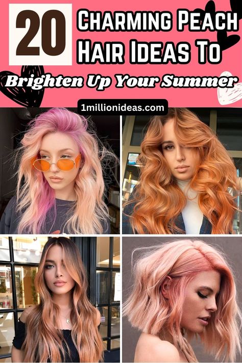 20 Charming Peach Hair Ideas To Brighten Up Your Summer Peach Fuzz Hair Color, Peach Brown Hair, Peach Hair Color, Peach Hair Colors, Hair Contouring, Vibrant Hair, Peach Hair, Peach Fuzz, Hair Colours