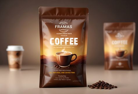 coffee pouch packaging by KAWSAR AHMED Coffee Sachet Design, Coffee Pouch Packaging Design, Coffee Box Design, Coffee Design Packaging, Coffee Box Packaging, Coffee Package Design, Cafe Packaging, Coffee Sachet, Coffee Labels