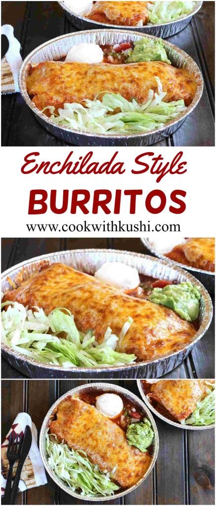 ENCHILADA STYLE BURRITOS - Cook with Kushi Mexikansk Mat, Burritos Recipe, Tacos And Burritos, Beans And Rice, Hispanic Food, Mexican Food Recipes Easy, Läcker Mat, Tex Mex Recipes, Idee Pasto Sano