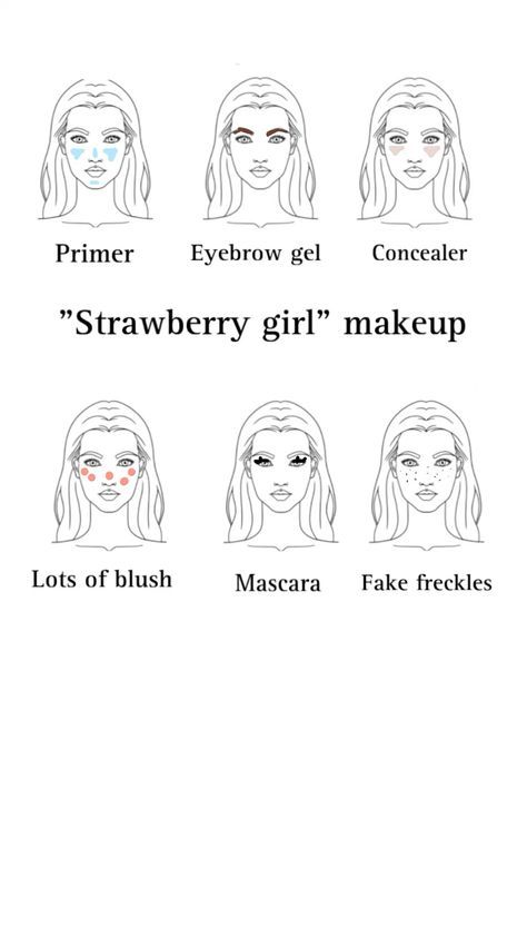 Strawberry Girl Makeup Tutorial, How To Do Strawberry Makeup, Strawberry Makeup Tutorial, Strawberry Makeup Products, Strawberry Makeup Aesthetic, Strawberry Makeup Look, Cute Back To School Hairstyles, Travel Size Makeup Brushes, Makeup Routine Guide