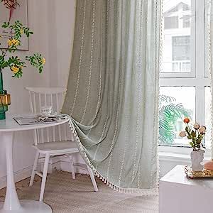 Sage Green Curtains, Sage Curtains, Rideaux Boho, Country Style Curtains, Sage Green Bedroom, Bohemian Curtains, Farmhouse Room, Tassel Curtains, Farmhouse Curtains