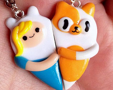 Browse unique items from momomony on Etsy, a global marketplace of handmade, vintage and creative goods. Dog Polymer Clay, Jake The Dog, Polymer Clay Kawaii, Clay Keychain, ดินปั้น Polymer Clay, Finn The Human, Bff Necklaces, Best Friend Necklaces, Cute Polymer Clay