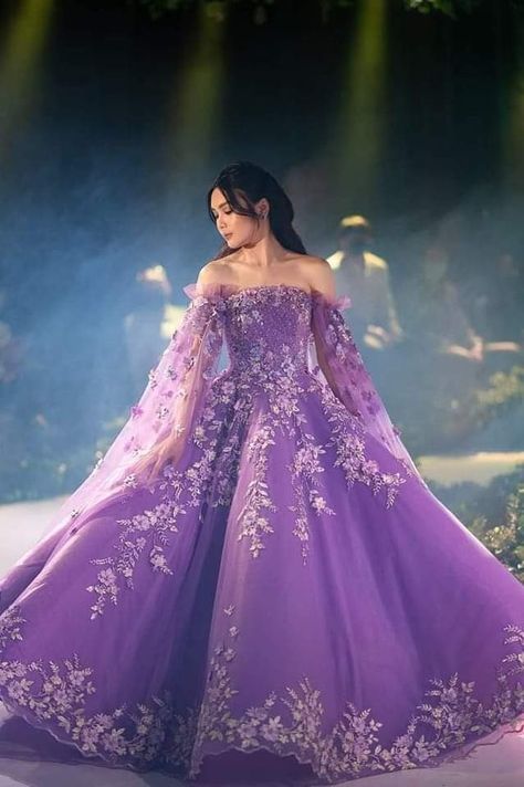 Francine Diaz Debut, Francine Diaz Gown, Gown For 18th Birthday, Purple Gown For Debut, Debut Gowns 18th, Gown For Debut, Purple Dress Outfits, 18th Birthday Dress, Francine Diaz