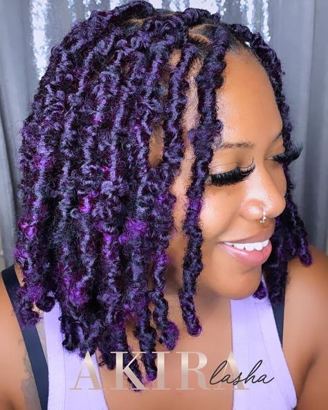 Butterfly Locs Purple, Locs Purple, 12 Inch Butterfly Locs, Locs Protective Styles, Dread Ideas, Locs Soft, Loc Colors, Butterfly Locs Crochet Hair, Extension Styles