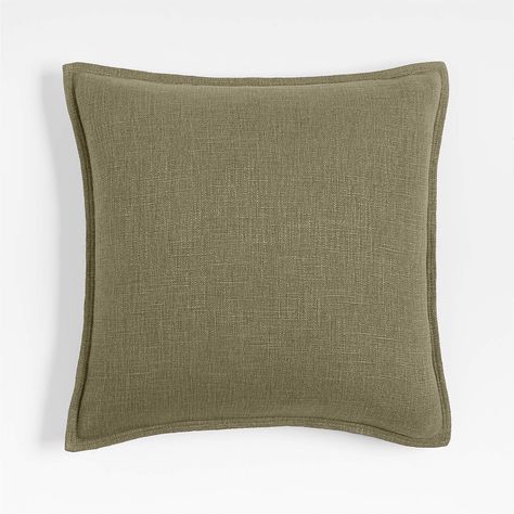 Laundered Linen 20"x20" Garden Green Throw Pillow Cover + Reviews | Crate and Barrel Green Throw Pillow, Green Throw, Green Throw Pillows, H&m Home, Linen Throw Pillow, Linen Duvet, Linen Throw, Decorative Throw Pillow Covers, Linen Cushion