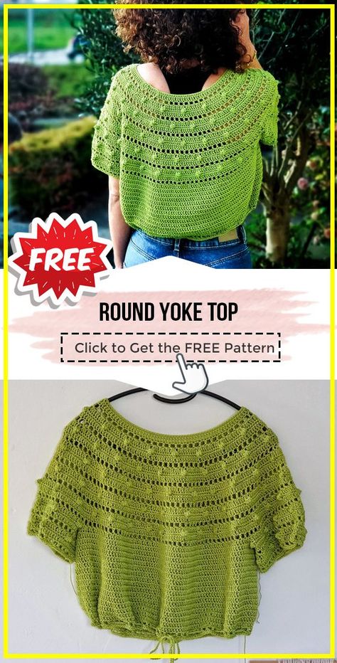 Yoke Crochet Free Pattern, Round Yoke Crochet Pattern, Crochet Lace Top Pattern Free, Crochet Yoke Pattern Free, Bedspread Crochet, Lace Top Patterns, Ladies Tops Patterns, Crochet Blouse Free Pattern, Crochet Blouse Pattern