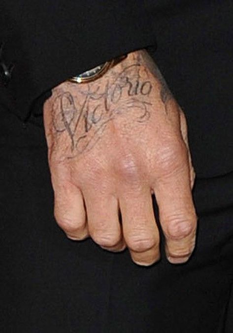 David Beckham’s 63 Tattoos & Their Meanings | Body Art Guru Beckham Neck Tattoo, David Beckham Neck Tattoo, Tattoos On Hands, Hand Tattoo Images, Upper Back Tattoos, Native Tattoos, Victoria And David, Fire Tattoo, Stomach Tattoos