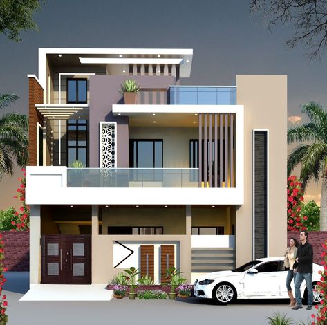 Modern Front Elevation, Modern House Front Elevation, House Front Elevation Design, Elevation Ideas, House Front Elevation, Front Elevation Design, Double Story House, House Outer Design, Small House Elevation