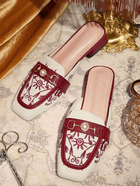 Women's Floral Embroidery Casual Flat Shoes BURGUNDY Flats Burgundy Fashionable        Women Shoes, size features are:Bust: ,Length: ,Sleeve Length: Burgundy Flats, White Casual Shoes, Fashion Mirror, Casual Flat Shoes, Casual Hat, Modern Women, Casual Flats, Kids Jewelry, Glasses Accessories