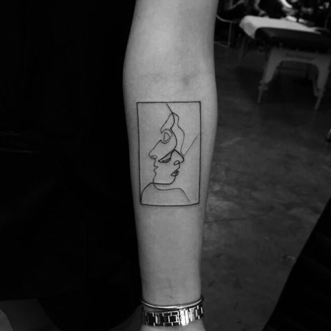 Come as close as possible… Acab Tattoo, Square Tattoo, Twin Tattoos, Framed Tattoo, Gemini Tattoo, Line Art Tattoos, S Tattoo, Line Tattoos, Forearm Tattoos