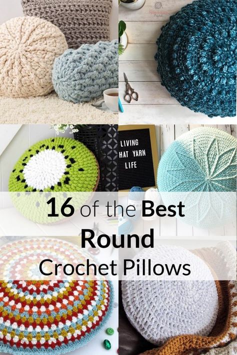 Crochet Round Pillow Patterns Free, Pillow Covers Crochet Patterns Free, Cute Crochet Pillow Patterns Free, Crochet Circle Pillow, Crochet Pillow Cover Pattern Free, Simple Crochet Pillow, Crochet Pillow Ideas, Round Pillow Crochet, Crochet Pillowcase