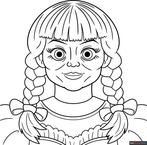 Free, printable Annabelle from The Conjuring coloring page for kids. Print it out or color it online. https://easydrawingguides.com/coloring-pages/annabelle-from-the-conjuring/ Annabelle Drawing, Easy Drawing Guides, Doll Drawing, Drawing Guides, Kitty Coloring, Hello Kitty Coloring, Kids Print, Printable Coloring Sheets, Coloring Tutorial