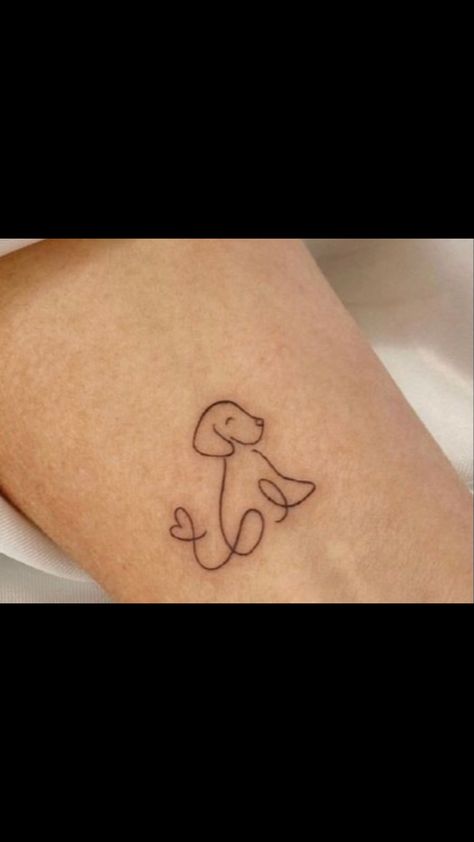 Minimal Dog Tattoo Simple, Small Dog Tattoo, Small Dog Tattoos, Tattoos For Dog Lovers, Tasteful Tattoos, Line Art Tattoos, Dog Tattoo, Art Tattoos, Fine Line Tattoos