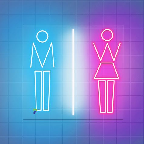 Men Women Neon Toilet Sign Led Light For Bathroom Upgrade your bathroom signage with our sleek and modern Men Women Neon Toilet Sign LED Light – the perfect addition to guide guests to the appropriate facilities. Featuring a blue silhouette figure for men and an orange silhouette figure for women, these gender-specific signs ensure clear direction. The letter "M" below the blue figure and "W" below the orange figure unmistakably indicate the designated gender for each restroom. Commonly known as restroom or toilet signs, these neon-lit indicators serve the essential purpose of guiding individuals to the appropriate facilities with style and clarity. Elevate your restroom experience with our Men Women Neon Toilet Sign LED Light and the other neon sign, adding a touch of modern sophisticatio Neon Toilet Sign, Neon Bathroom Ideas, Neon Bathroom, Bathroom Symbols, Bathroom Signage, Ladies Bathroom, Restrooms Signage, Light For Bathroom, Toilet Signs