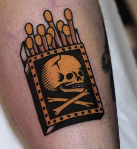 Traditional Match Tattoo, Safety Pin Tattoo, Traditional Tattoo Filler, Illusion Tattoo, Train Tattoo, Traditional Tattoo Stencils, Traditional Tattoo Drawings, Illusion Tattoos, Optical Illusion Tattoos