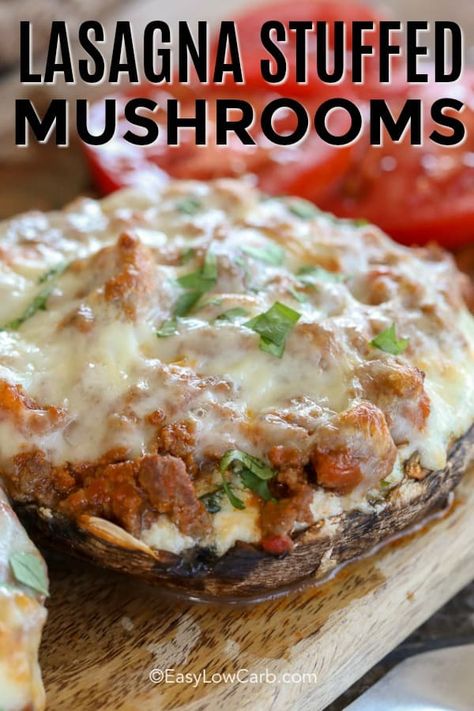 Low Carb Stuffed Mushrooms, Mushroom Lasagna Recipe, Stuffed Portabella, Easy Mushroom Recipes, Stuffed Mushrooms Easy, Keto Lasagna, Low Carb Zucchini, Bariatric Recipes, Keto Recipe