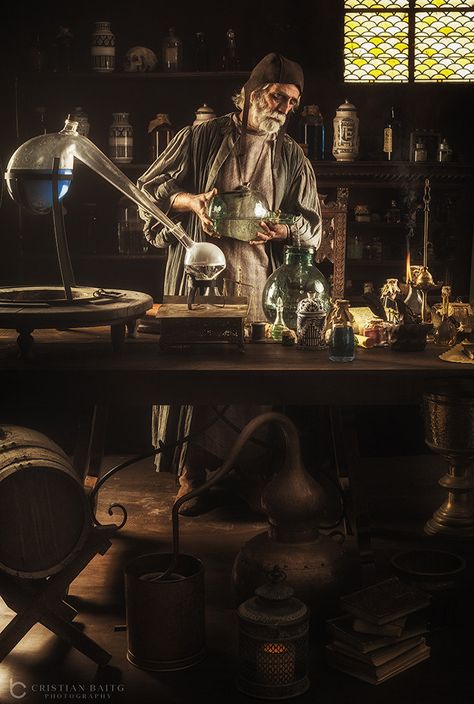 Medieval Alchemist, Tall Tale, Alchemy Art, Fantasy Wizard, Picture Prompts, The Alchemist, Escape Game, Fantasy Concept Art, Mad Scientist