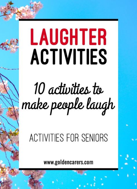 Instilling a culture of humor and laughter into long-term care facilities is good for everyone and may even improve the overall functioning and well-being of your clients. It is important to incorporate funny and amusing activities into your regular program that cater to all tastes. Assisted Living Activities, Senior Citizen Activities, Memory Care Activities, Activities For Seniors, Senior Living Activities, Therapeutic Recreation, Nursing Home Activities, Alzheimers Activities, Cognitive Activities