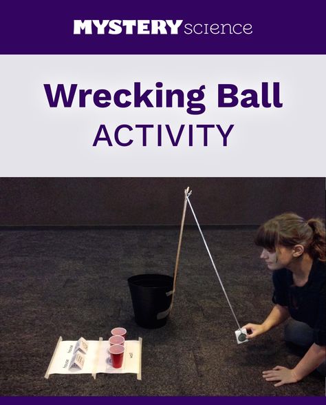 Wrecking Ball Activity - free hands-on science activity for 0th and 1st grade… Baking Soda Volcano, Ball Activity, Kitchen Science Experiments, Flat Leather Shoes, Kitchen Science, Preschool Stem, Science Club, Mystery Science, Science Activity