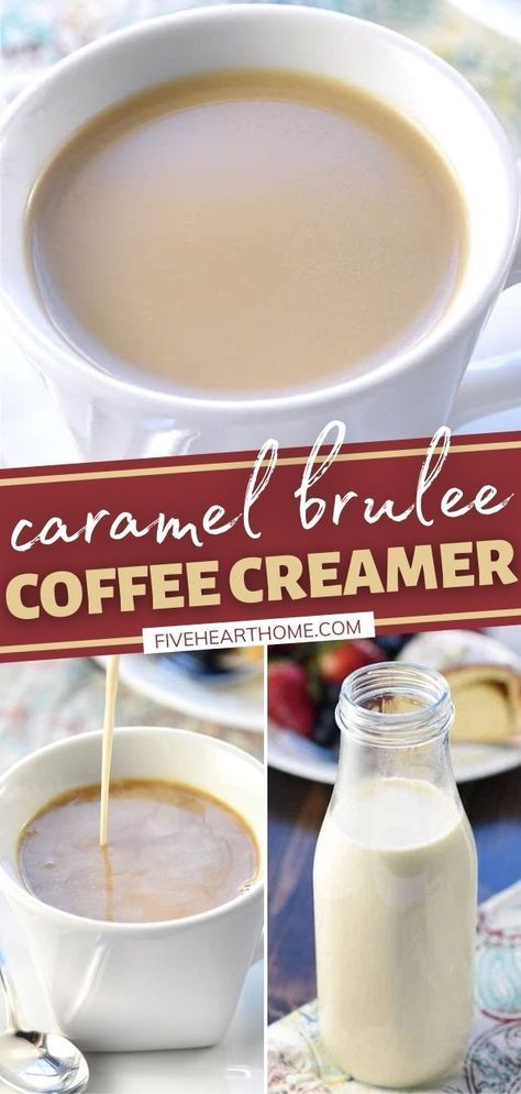 Creme Brulee Coffee Creamer Recipe, Flavored Coffee Creamer Recipes, Creamer Homemade, Starbucks Caramel Brulee, Caramel Coffee Creamer, Homemade Coffee Creamer Recipe, Diy Coffee Creamer, Homemade Coffee Syrup, Diy Caramel