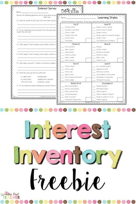 One of the best ways to get to know your new students is through an interest inventory. I love to collect as much information as I can about my students at the start of the school year. I want to know about their likes, their dislikes, their learning style, and so much more. The Purpose ... Read More about Grab this Interest Inventory! Interest Inventory Middle School, Reading Inventory Elementary, Career Interest Inventory Elementary, Student Inventory Elementary, Reading Inventory Middle School, Reading Interest Inventory Elementary, Student Interest Inventory Elementary, Student Interest Survey Elementary, Reading Interest Survey Middle School