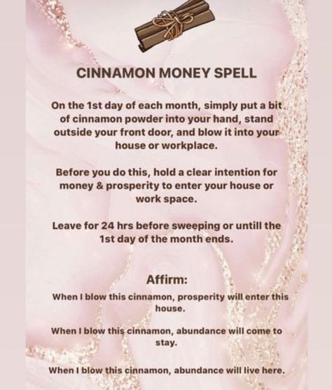 Money And Luck Spells, Cinnamon For Good Luck, New Year Abundance Spell, Cinnamon New Year Spell, Prosperity And Abundance Spell Jar, Cinnamon Affirmations, Money Spell With Cinnamon, Cinnamon Spell Work, Cinnamon Quarter Spell