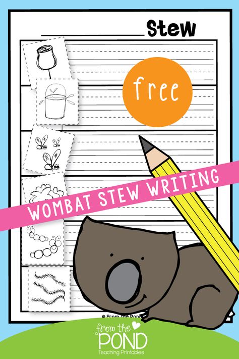 Wombat Stew story sequencing writing activity - free printable download activity Wombat Stew Activities Kindergarten, Wombat Stew Activities, Storybook Activities, Wombat Stew, Procedure Writing, Talk 4 Writing, Australia Crafts, Sequence Writing, Sight Word Readers