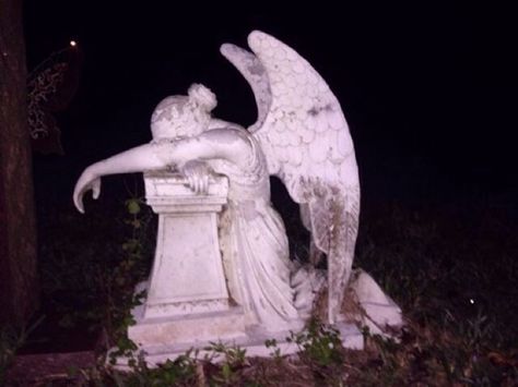 //Isaac c.h.b// Angel Statue, An Angel, At Night, Angel, Statue, Tumblr, Stone